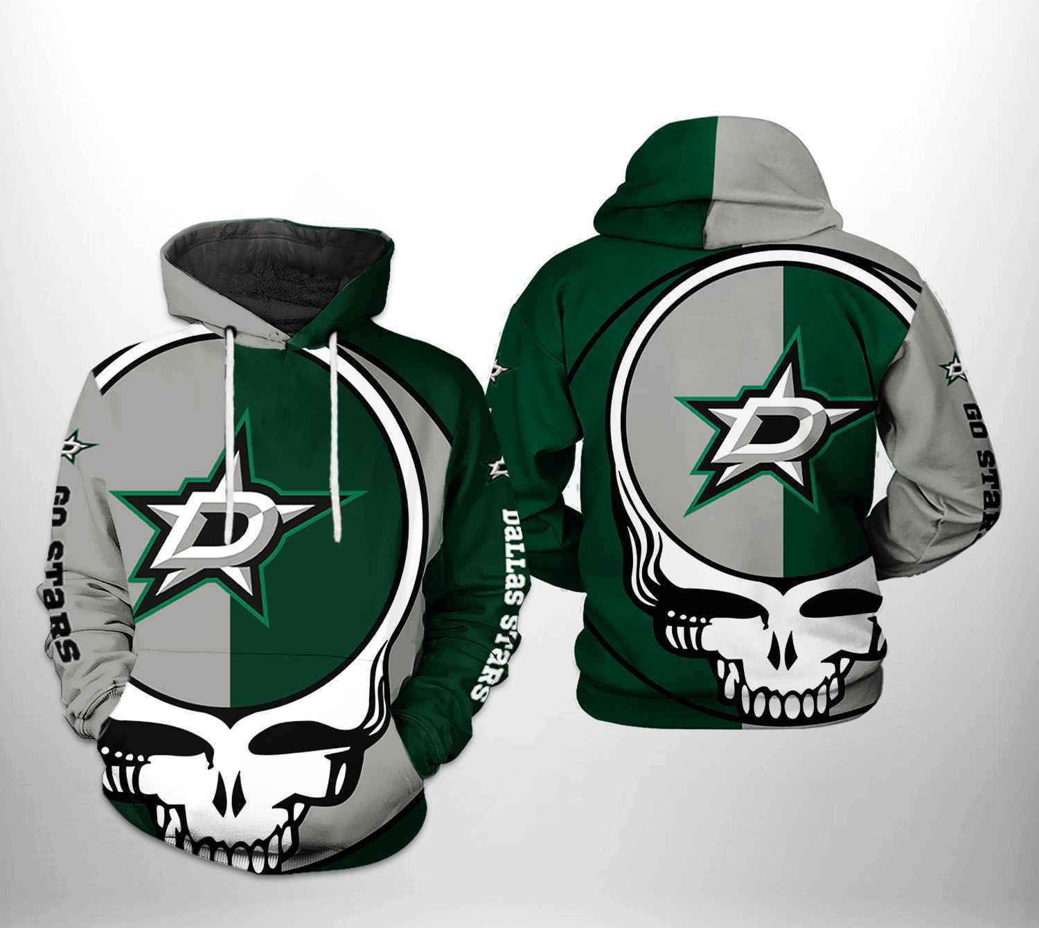 Dallas Stars Nhl Team Skull 3D All Over Print Zip Up Hoodie Option - Team Hoodie