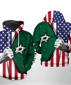 Dallas Stars Us Flag Team 3D All Over Print Zip Up Hoodie Option - Team Hoodie
