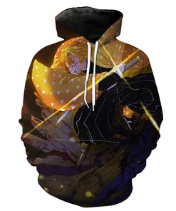 Demon Slayer Zenitsu Custom All Over Print 3D Hoodie, Custom All Over Print Hoodie