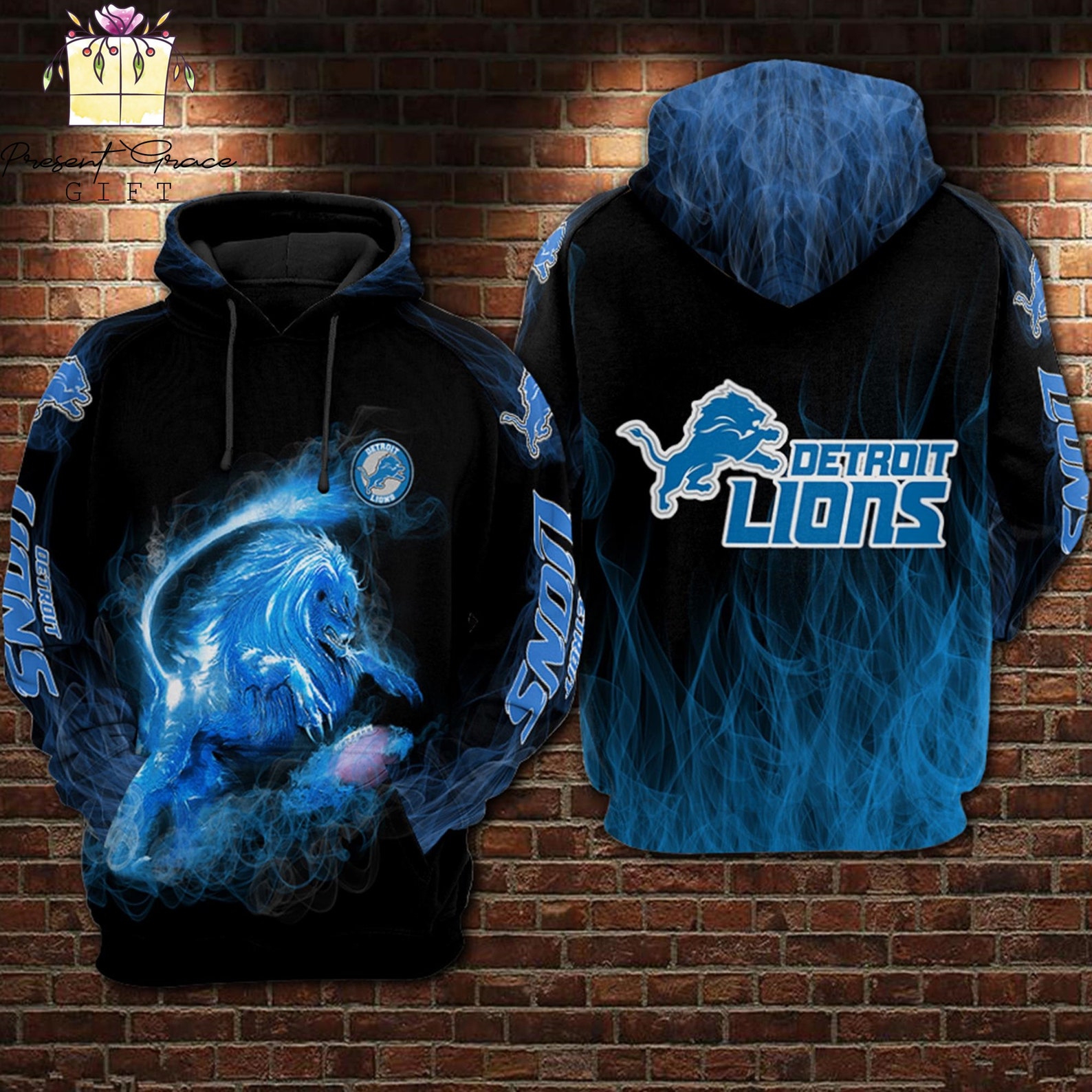 Detroit Lions 3D All Over Print Hoodie With Smoke Design - Perfect For Fans