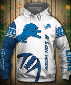 Detroit Lions 3D Zip Hoodie Pullover - Graphic Balls Design