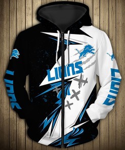 Detroit Lions 3D Zip Hoodie Thunder Graphic - Great For Fans
