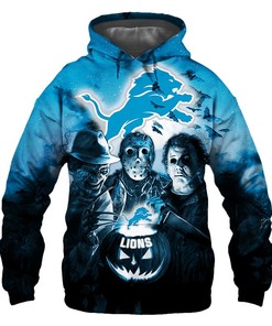 Detroit Lions Halloween 3D Hoodie - Horror Night Design