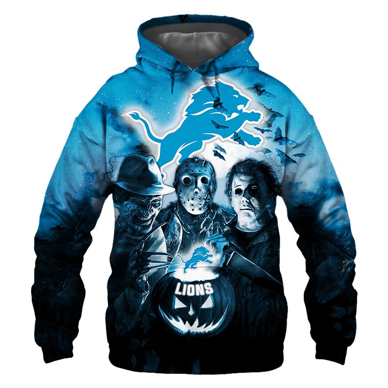 Detroit Lions Halloween 3D Hoodie - Horror Night Design