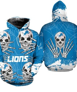 Detroit Lions Halloween Skull Hoodie - Perfect For Halloween Parties