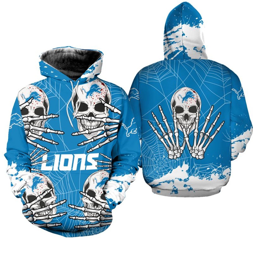 Detroit Lions Halloween Skull Hoodie - Perfect For Halloween Parties