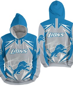 Detroit Lions Lightning 3D All Over Print Hoodie - Men'S Zip Up Hoodie