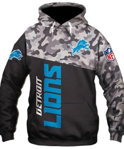 Detroit Lions Military 3D All Over Print Hoodie - Great For Military Fans
