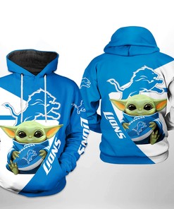 Detroit Lions Nfl Baby Yoda Team All Over Print Hoodie - Perfect Gift For Fans