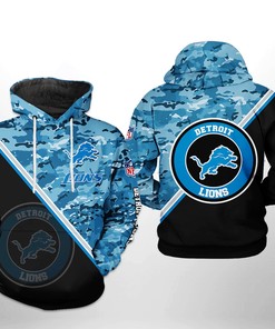 Detroit Lions Nfl Camo Team All Over Print Hoodie - Great For Outdoorsy Fans
