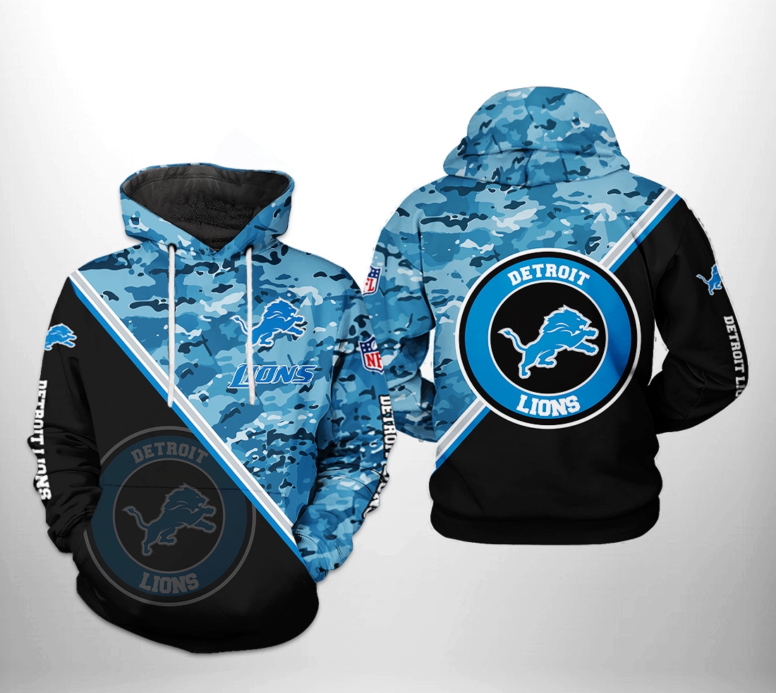 Detroit Lions Nfl Camo Team All Over Print Hoodie - Great For Outdoorsy Fans