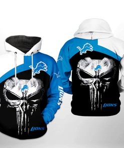 Detroit Lions Skull Punisher All Over Print Hoodie - Perfect For Fans
