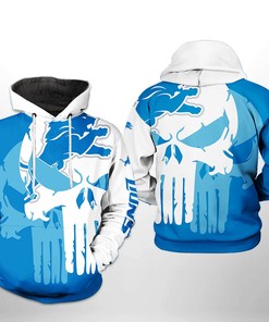 Detroit Lions Team Skull All Over Print Hoodie - Perfect For Fans