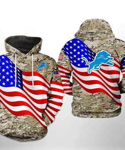 Detroit Lions Us Flag Camo All Over Print Hoodie - Perfect For Patriotic Fans