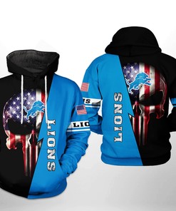Detroit Lions Us Flag Skull All Over Print Hoodie - Perfect For Fans