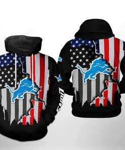 Detroit Lions Us Flag Team All Over Print Hoodie - Great For Showing Team Spirit