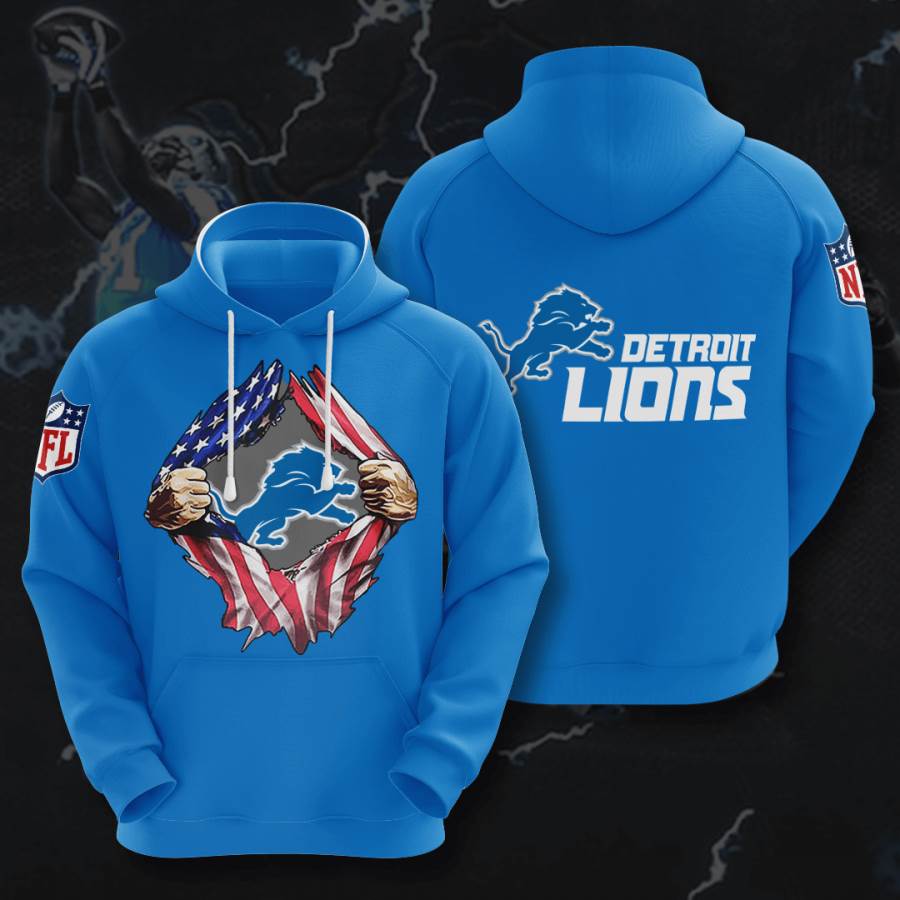Detroit Lions Usa Sport All Over Print Hoodie - American Football Fan'S 3D Design 1