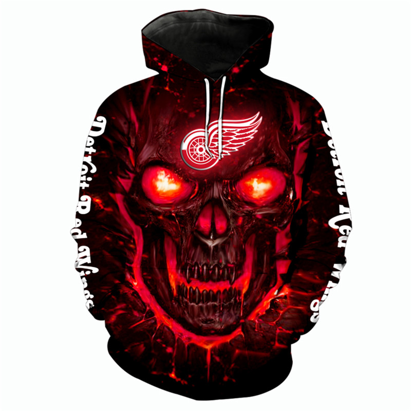 Detroit Red Wings Halloween 3D Skulls Hoodie - Nhl Fan'S Pullover