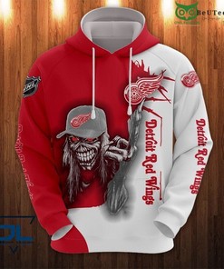 Detroit Red Wings Skull Logo 3D Zip Up Hoodie - Official Nhl Merchandise