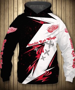 Detroit Red Wings Thunder Design 3D Pullover Hoodie - Official Nhl Merchandise