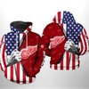 Detroit Red Wings Us Flag 3D Zip Hoodie - Official Nhl Merchandise