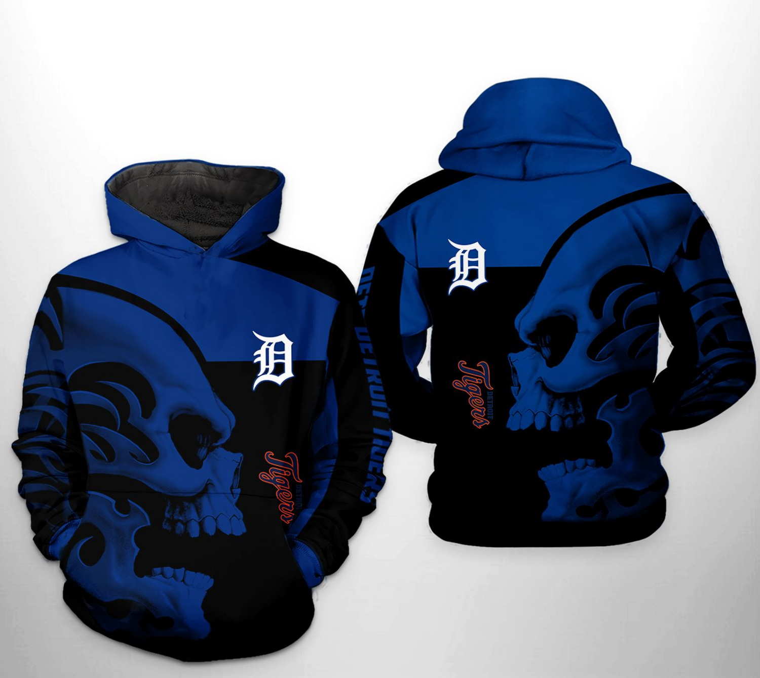 Detroit Tigers Mlb Skull 3D Hoodie Zipper Hoodie - Perfect For Fans