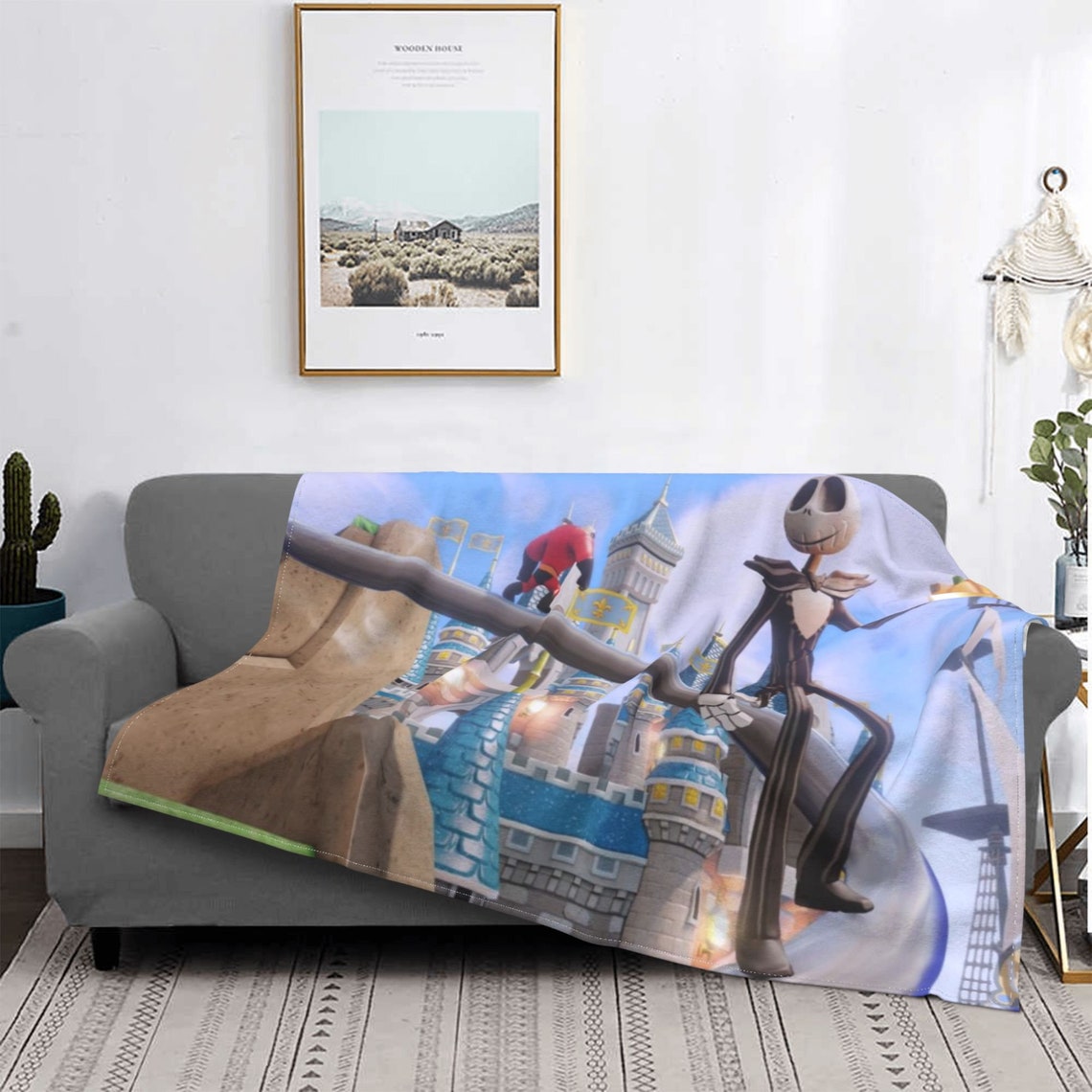 Disney Jack Skellington Custom Name Bedspread - Two Layers Christmas Blanket
