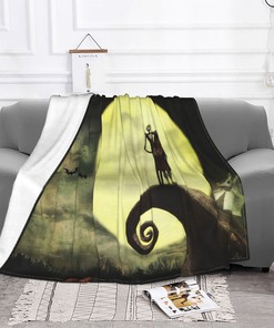 Disney Jack Skellington Custom Name Printed Blanket - Two Layers Bedspread for Christmas Gift