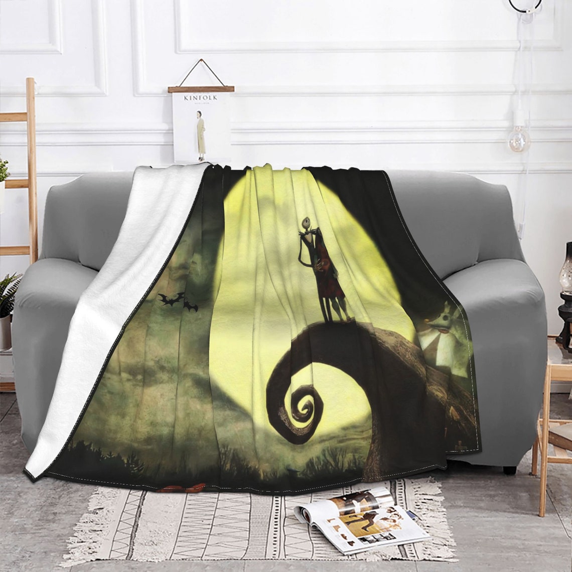 Disney Jack Skellington Custom Name Printed Blanket - Two Layers Bedspread for Christmas Gift