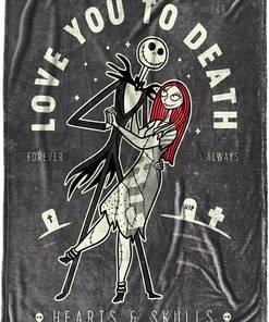 Disney Nightmare Before Christmas Hearts & Skulls Throw Blanket - Super Soft Fleece Bedding