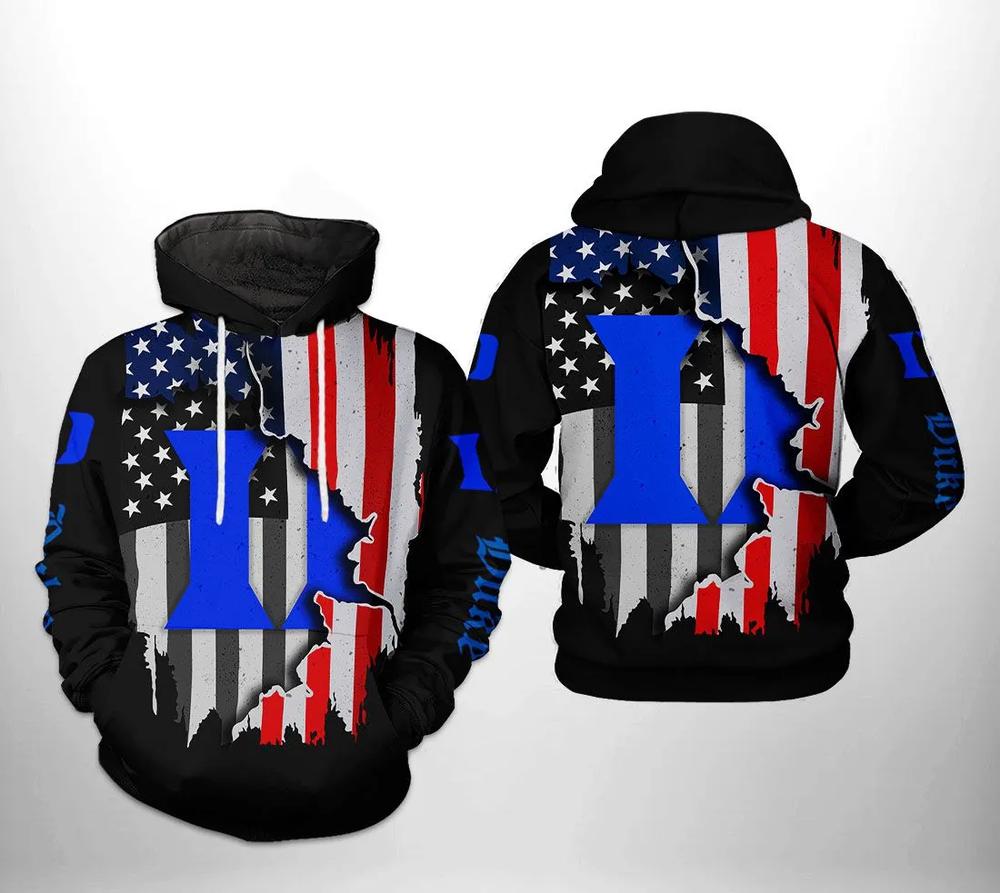 Duke Blue Devils American Distressed Flag 3D Hoodie Printful