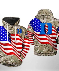 Duke Blue Devils Ncaa Us Flag Camo Veteran 3D All Over Print Hoodie - Support Our Troops!