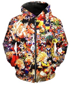 Dynamic Dragon Ball All Characters Zip Up Dbz Ands All Over Print 3D Hoodie