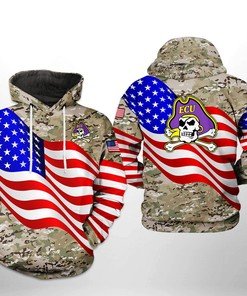 East Carolina Pirates Ncaa Us Flag Camo Veteran 3D All Over Print Hoodie - Perfect Ncaa Fan Gift