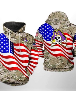 East Carolina Pirates Us Flag Camo Veteran 3D Hoodie With Zipper