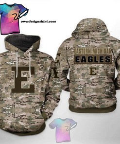 Eastern Michigan Eagles Camo Veteran All Over Print 3D Hoodie Men Graphic