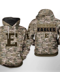 Eastern Michigan Eagles Ncaa Camo Veteran 3D All Over Print Hoodie - Unique Ncaa Fan Apparel