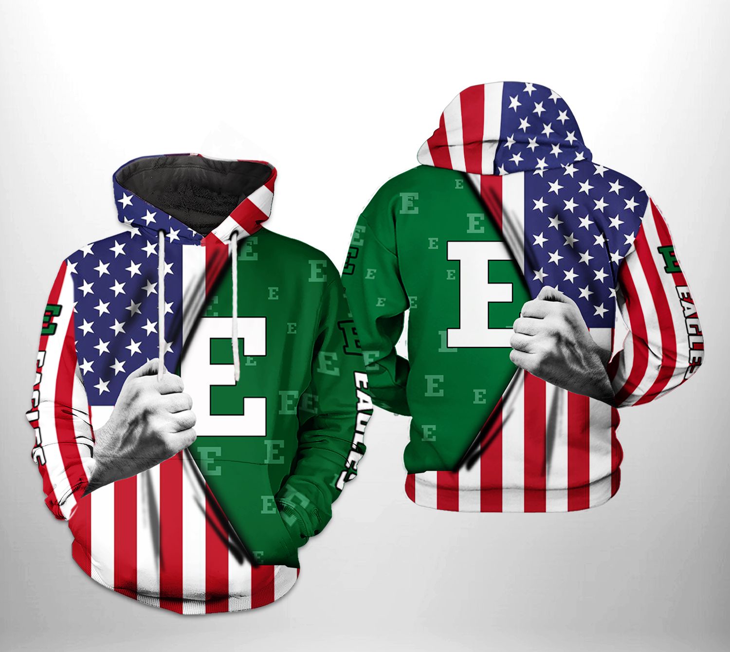 Eastern Michigan Eagles Ncaa Us Flag 3D All Over Print Hoodie - Perfect Fan Apparel
