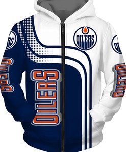 Edmonton Oilers Long Sleeve Zip Up Hoodie 3D - 3D Printed Hoodies