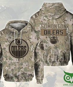 Edmonton Oilers Nhl Camo 3D Hoodie Zip-Up, Custom All Over Print Hoodie
