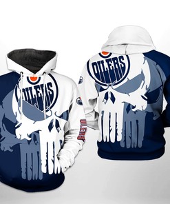 Edmonton Oilers Nhl Team Skull 3D All Over Print Zip Up Hoodie - Gifts For Men