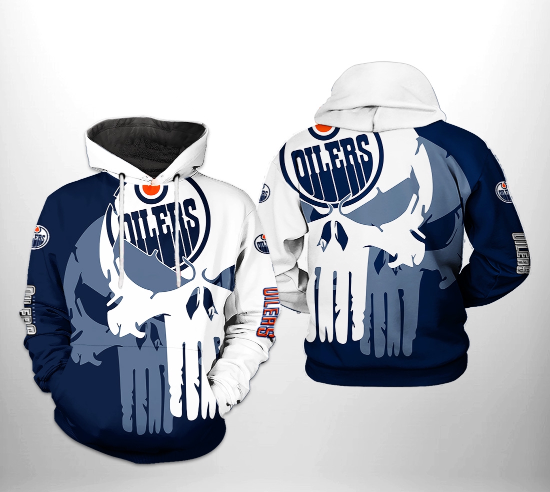 Edmonton Oilers Nhl Team Skull 3D All Over Print Zip Up Hoodie - Gifts For Men