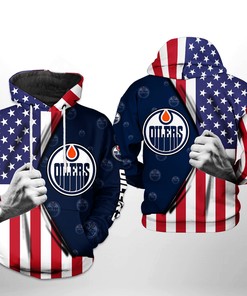 Edmonton Oilers Nhl Us Flag 3D All Over Print Zip Up Hoodie - Custom All Over Print Hoodie
