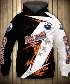 Edmonton Oilers Thunder Design 3D Pullover Hoodie - Graphic 3D Hoodies For Men