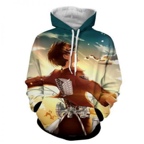 Eren Yeager Attack On Titan Anime 3D Printed All Over Print Hoodie
