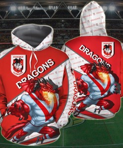 Feel The Spirit Of St. George Illawarra Dragons With Nrl Zip Up Customized 3D Printed Hoodie 