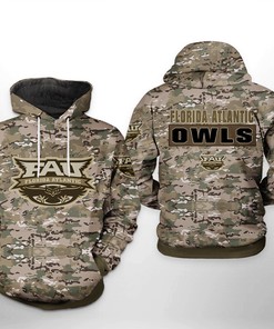 Florida Atlantic Owls Camo Veteran All Over Print 3D Hoodie Men Graphic Custom