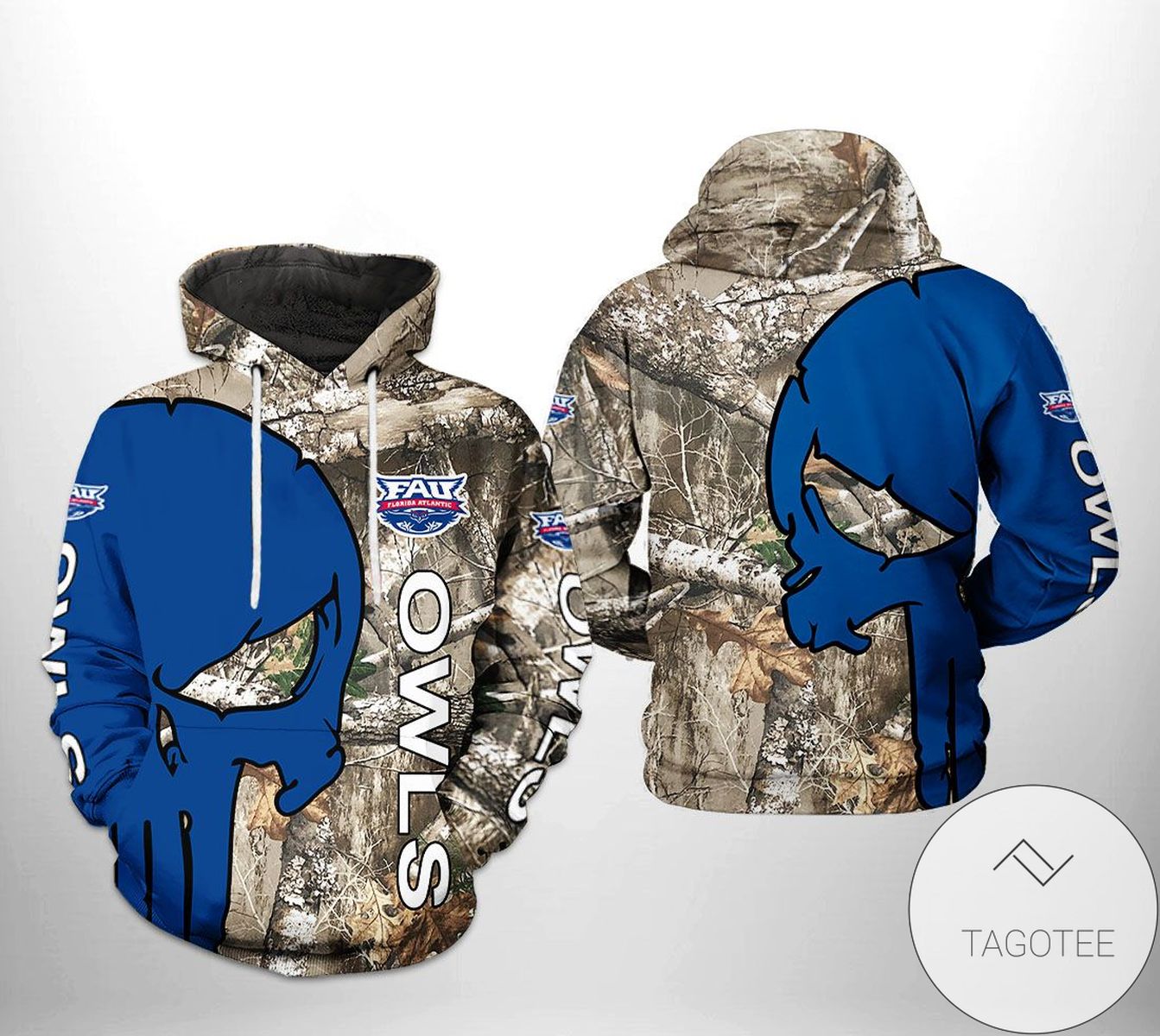 Florida Atlantic Owls Camo Veteran Hunting All Over Print 3D Hoodie Men Graphic