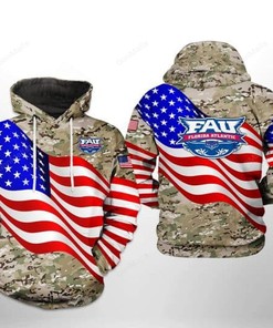 Florida Atlantic Owls Us Flag Camo Veteran All Over Print 3D Hoodie Printful