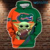 Florida Gators Baby Yoda Hug Football Logo 3D Hoodie - Custom All Over Print Hoodie